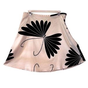 Trina Turk Silk Blend Size 10 Skirt White with Black Butterfly Side Zipper